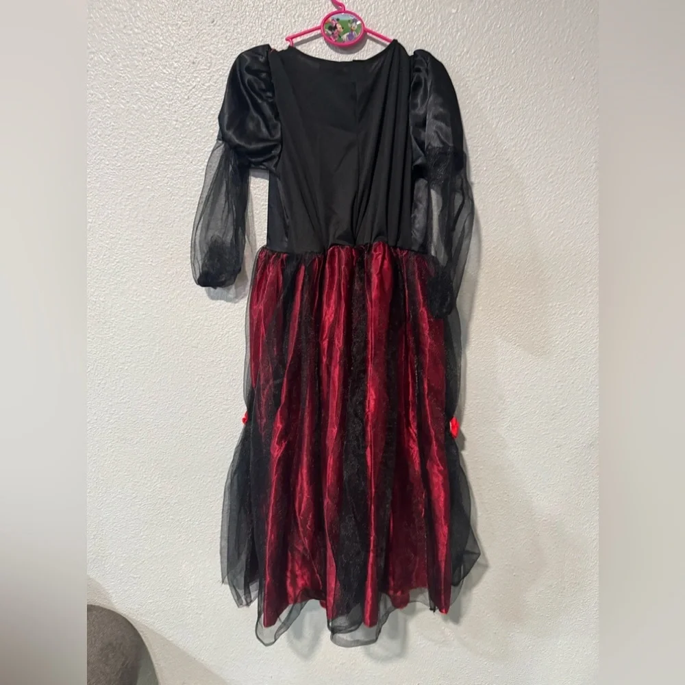 Elegant Black and Red Kids vampire Halloween Costume dress size Large